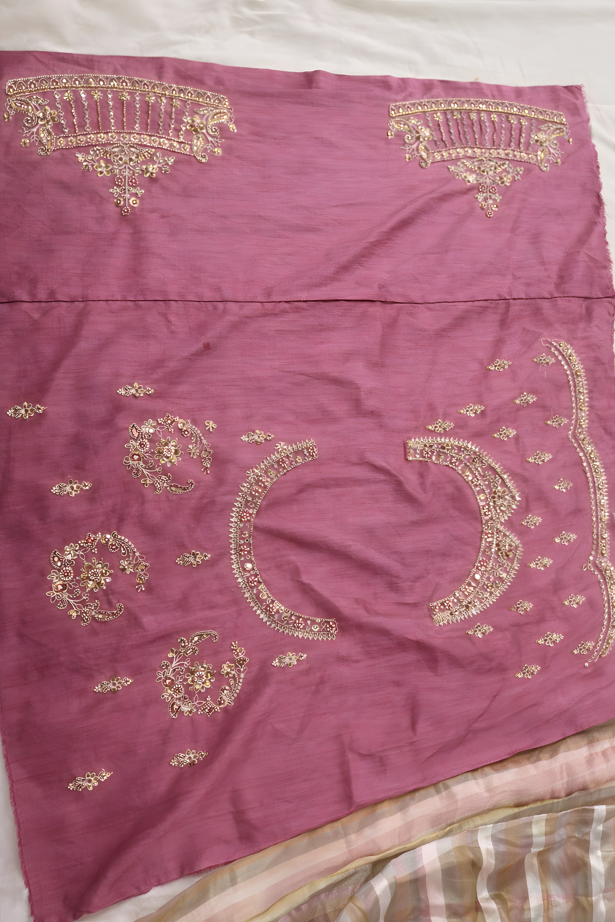 Dusty Mauve Tissue Saree with Embroidered Border Suruchi Sarees