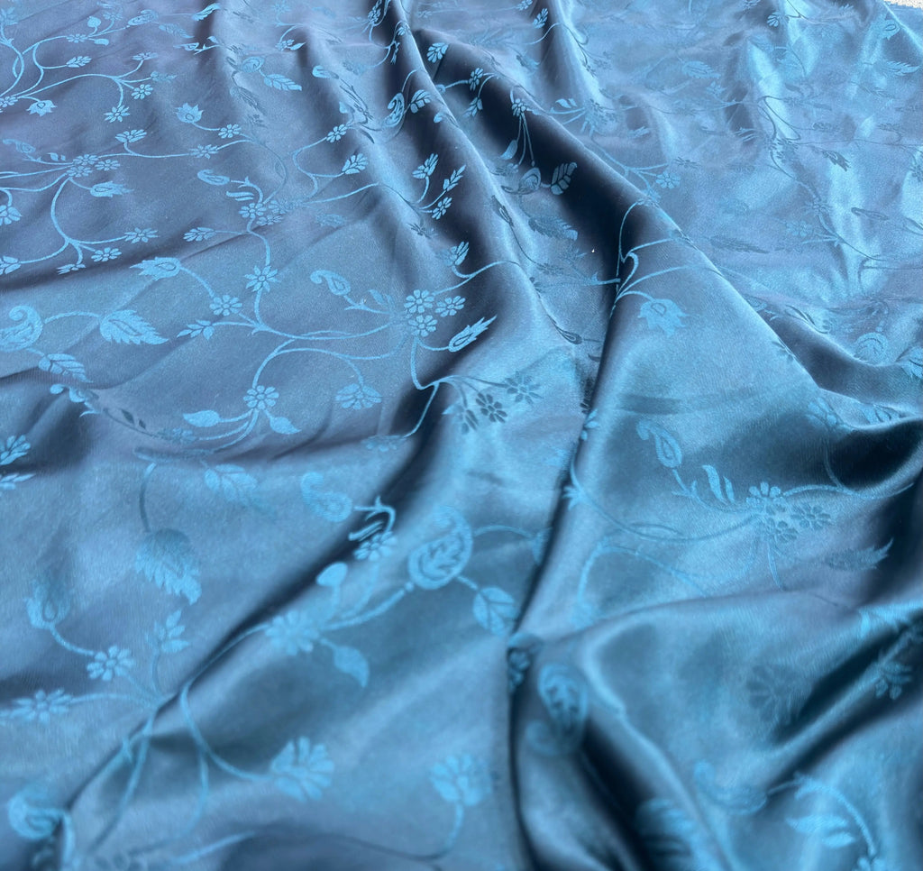 Blue fabric with floral pattern