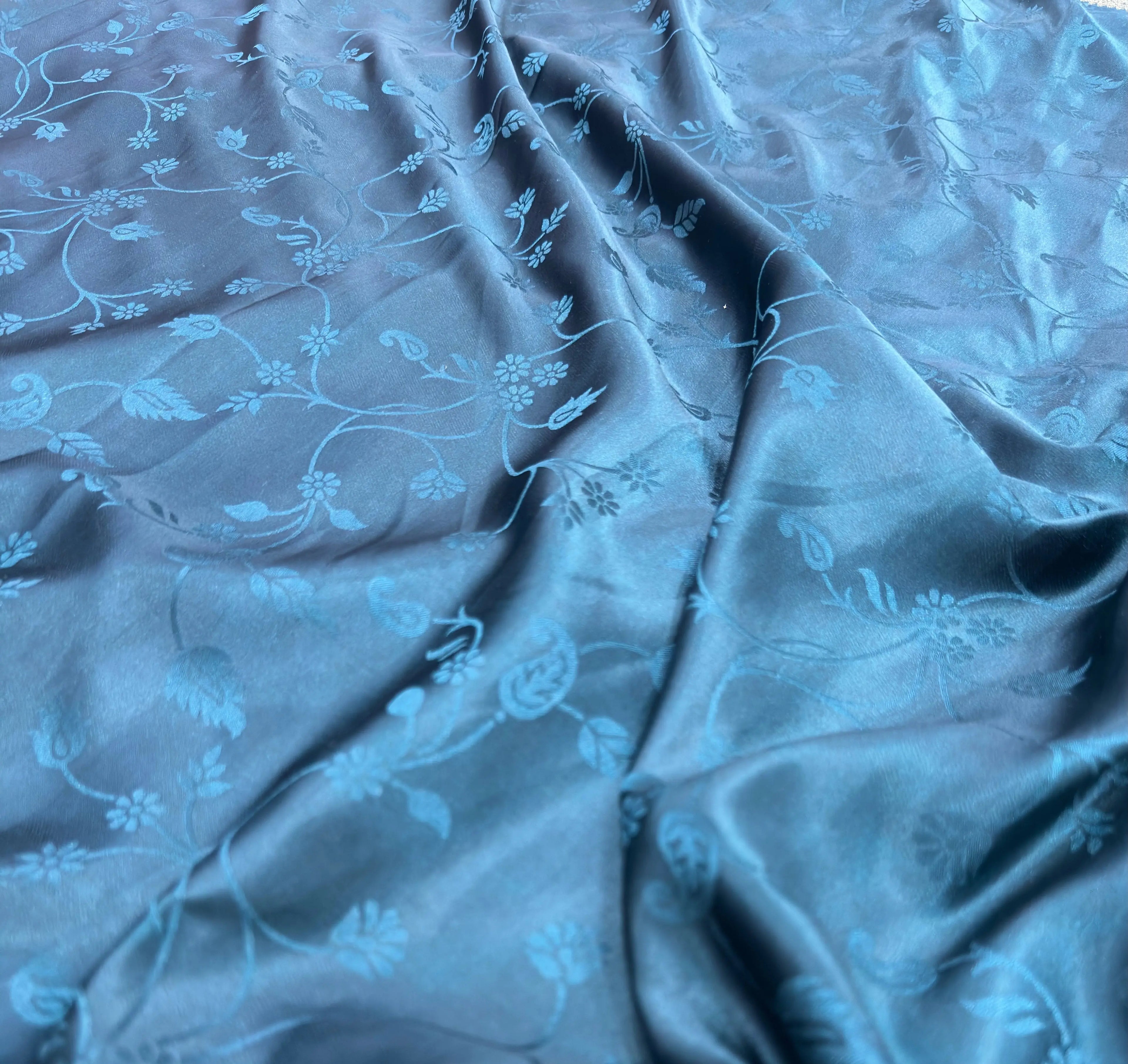 Blue fabric with floral pattern