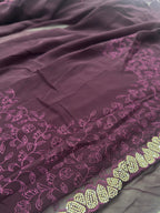 Purple Georgette Saree with Jarkan & Resham Work Suruchi Sarees