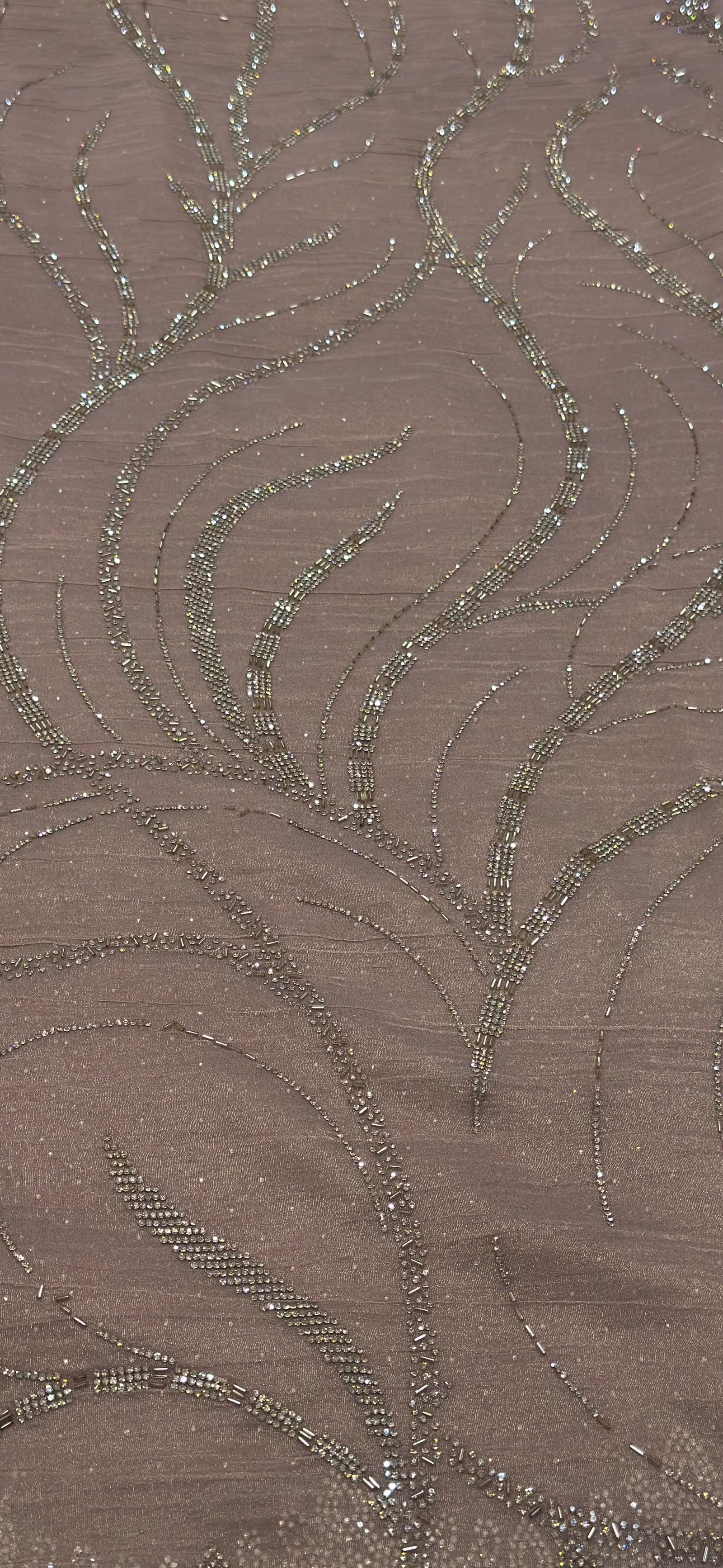 Beige Chiffon Saree with Golden Jarkan & Cutdana Handwork Suruchi Sarees