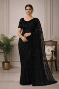 Classic Black Net Sequin Saree Suruchi Sarees
