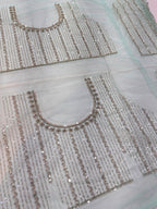 Pastel Teal Net Saree with All Over Sequin Cutdana Work Suruchi Sarees