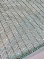 Pastel Teal Net Saree with All Over Sequin Cutdana Work Suruchi Sarees