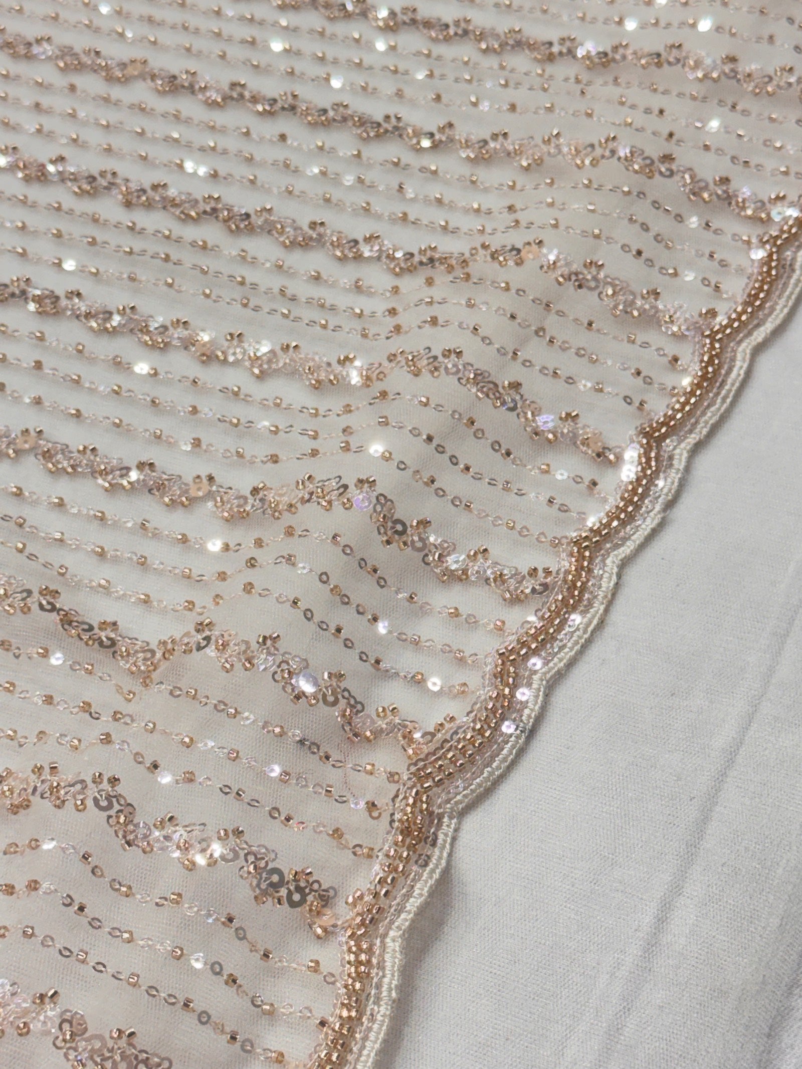 Ivory Net Saree with All Over Sequin Cutdana Work Suruchi Sarees