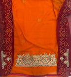 Orange Bandhani Georgette Saree with Heavy Zari Embroidered Border suruchi sarees