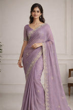 Dusty Mauve Fendi Saree with Jarkan Handwork Suruchi Sarees