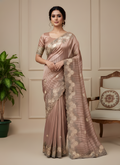Rose Taupe Embroidered Designer Saree with Handwork Border Suruchi Sarees