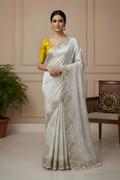 Ivory Jacquard Saree with Antique Gold Border Suruchi Sarees